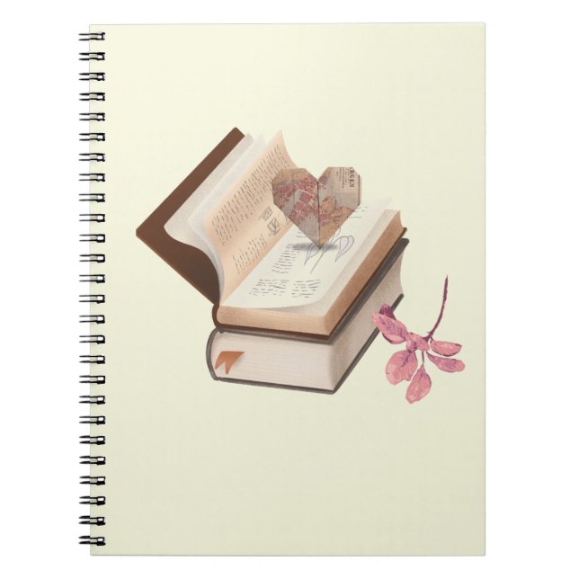  Vintage Book Aesthetic with Heart Map & Botanical Anteckningsbok (Framsidan)