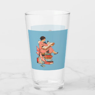 Vintage Book Lover Reading Illustration Glaskopp