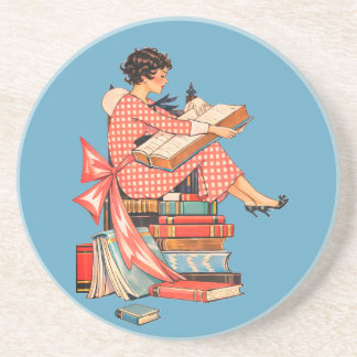 Vintage Book Lover Reading Illustration Underlägg