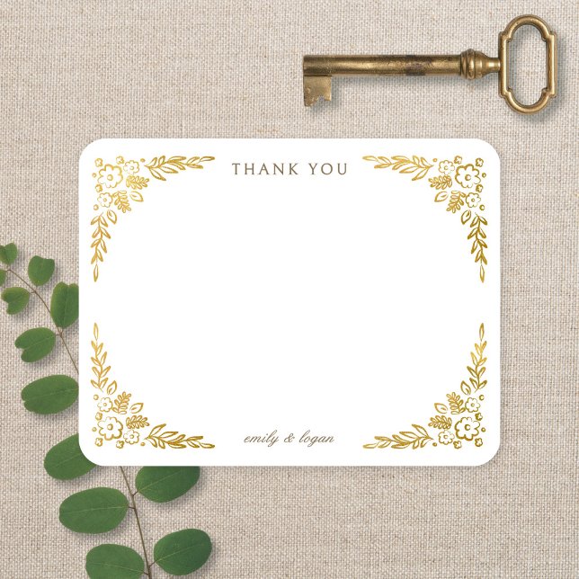 Vintage Book Neutral + Gold Floral Wedding Tack Kort (Skapare uppladdad)