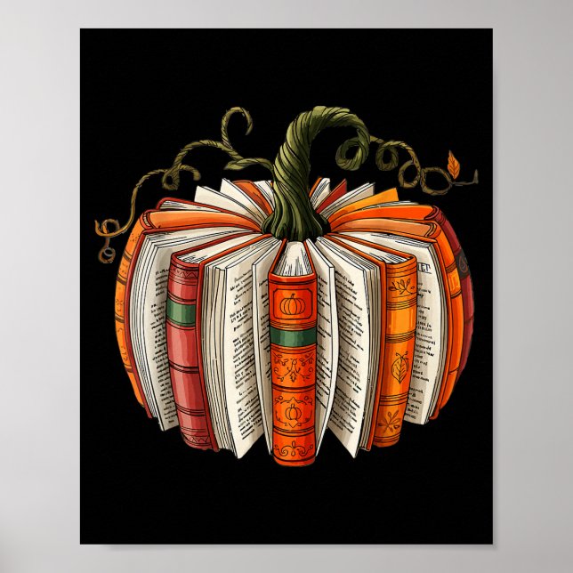 Vintage Book Pumpkin Autumn Fall Librarians Bookwo Poster (Framsidan)