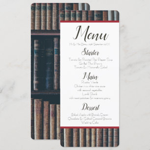 Vintage Bookcase-meny Inbjudningar