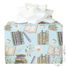 Vintage Books Gift Wrapping Paper - Blue Presentpapper