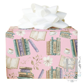 Vintage Books Gift Wrapping Paper - Pink Presentpapper