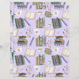 Vintage Books Scrapbook Paper in Purple