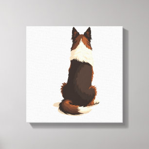 Vintage Border Collie sedd bakifrån Hundillustrati Canvastryck