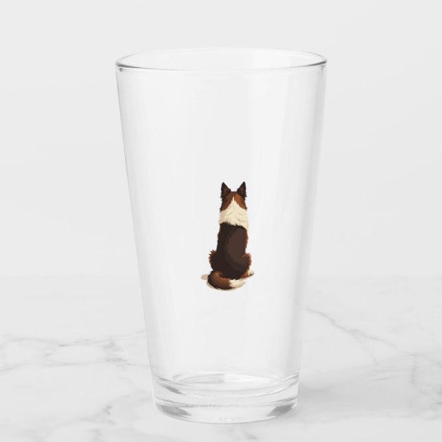 Vintage Border Collie sedd bakifrån hundillustrati Glaskopp (Framsida)