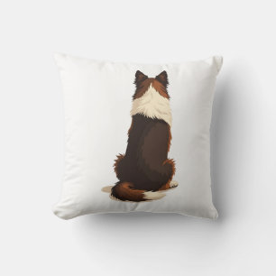 Vintage Border Collie sedd bakifrån Hundillustrati Kudde