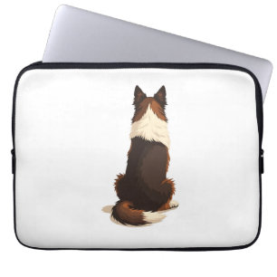 Vintage Border Collie sedd bakifrån Hundillustrati Laptop Fodral