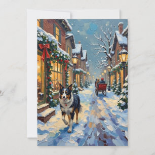 Vintage Border Collie Snöig by Jul Julkort