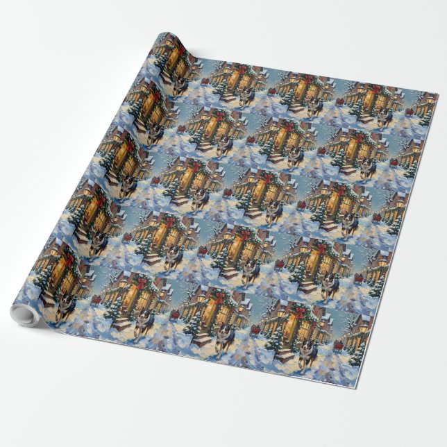 Vintage Border Collie Snöig by Jul Presentpapper (Utrullad)