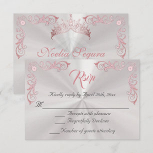 Vintage Border Quinceanera - Pärlvitt/Roséguld OSA Kort