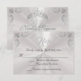 Vintage Border Quinceanera - Pärlvitt/Silver OSA Kort