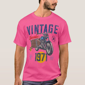 Vintage Born 1971 Birthday Classic Retro Motorcycl T Shirt