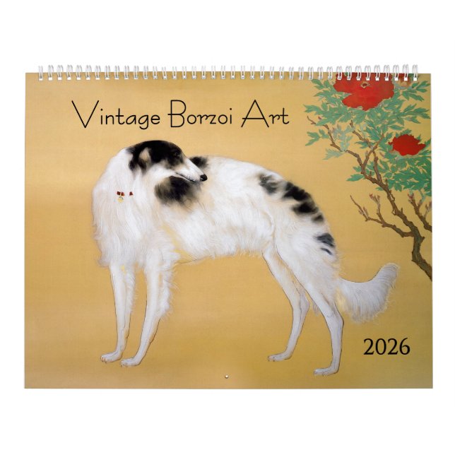 vintage Borzoi Art Calendar 2026 Kalender (Omslag)