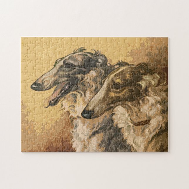 Vintage Borzoi Duo Pussel (Horisontell)