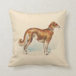 Vintage Borzoi Elegant Skriv ut mjuk Rosa Kudde