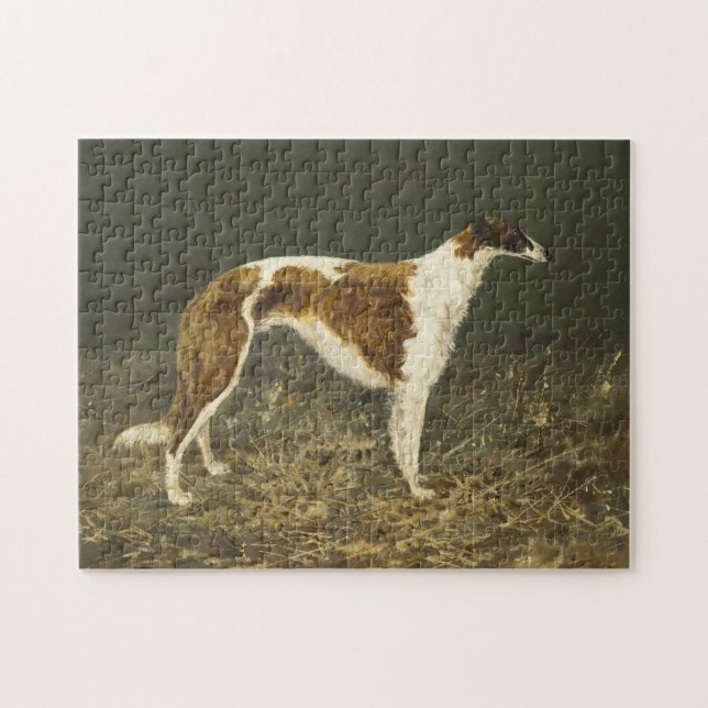 Vintage Borzoi-målning Pussel (Horisontell)