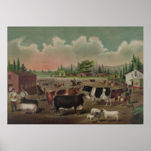 Vintage Boskapsmålning (1887) Poster