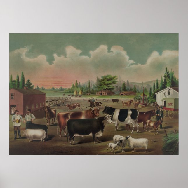 Vintage Boskapsmålning (1887) Poster (Framsidan)