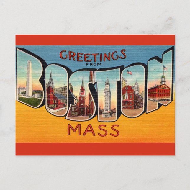 Vintage Boston Hälsning Vykort (Framsida)