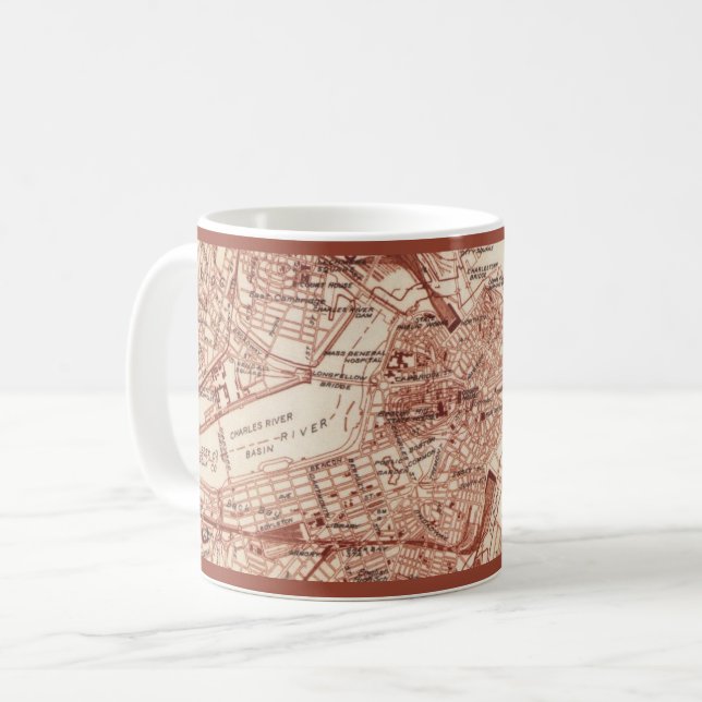 Vintage Boston Karta Mugg (Framsida vänster)