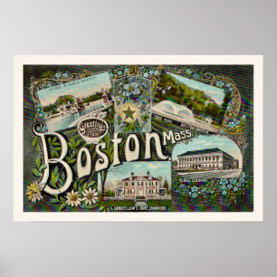 Vintage Boston Landmärken Tryck