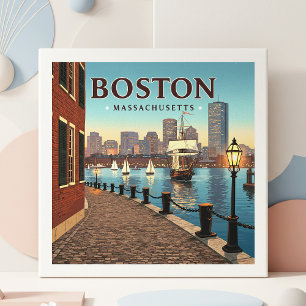 Vintage Boston Massachusetts Kakelplatta