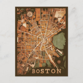 Vintage Boston Massachusetts Karta, Boston Morsa U Vykort