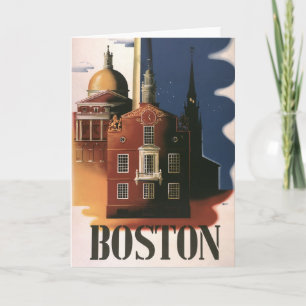 Vintage Boston, Massachusetts Paul Reveres Ride Kort