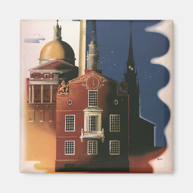 Vintage Boston, Massachusetts Paul Reveres Ride Magnet (Framsidan)
