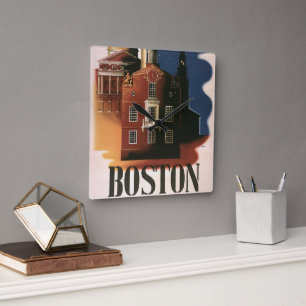 Vintage Boston, Massachusetts Paul Reveres ritt Fyrkantig Klocka
