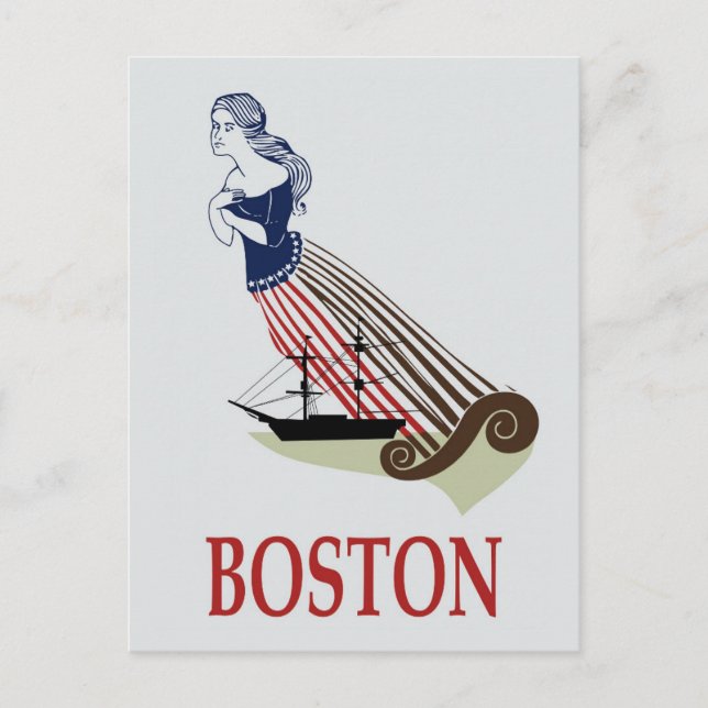 Vintage Boston Massachusetts Retro Travel Vykort (Framsida)