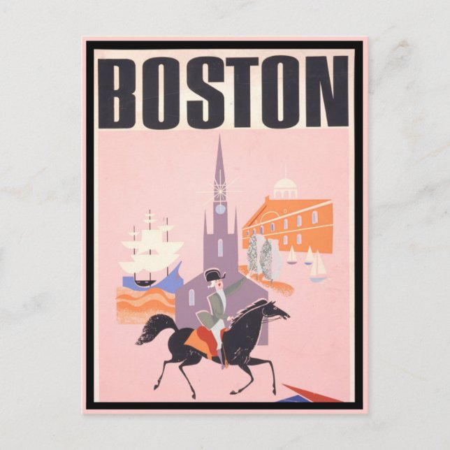Vintage Boston Massachusetts Travel Vykort (Framsida)