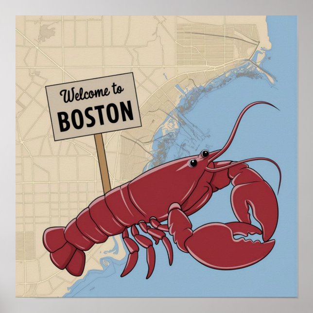 Vintage Boston Massachusetts, Välkommen till Bosto Poster (Framsidan)