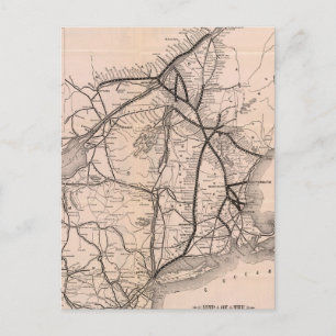 Vintage Boston och Montreal Railroad Karta (1887) Vykort