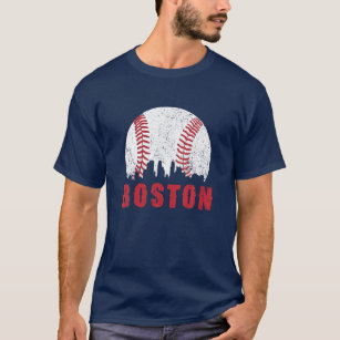 Vintage Boston Skyline Baseball Throwback for Red T Shirt