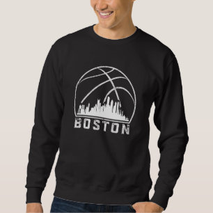 Vintage Boston Stadssiluett Retro Basket Lång Ärmad Tröja