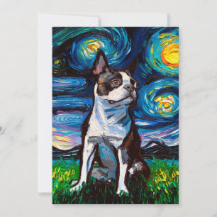 Vintage Boston Terrier Cute-gåva till djur i kär Julkort
