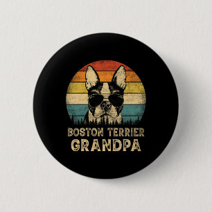 Vintage Boston Terrier Farfar Hundälskare Fadersda Knapp