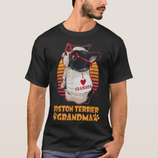 Vintage Boston Terrier Grandma Wear Sunglasses Dog T Shirt