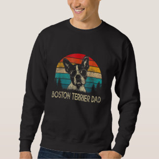 Vintage Boston Terrier Pappa Hund Pappa Fars dag Lång Ärmad Tröja