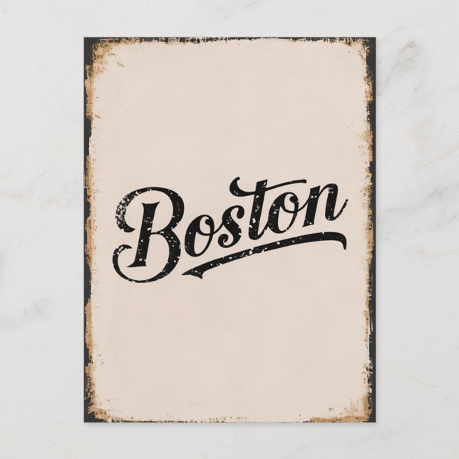 Vintage Boston Typography Vykort (Framsida)