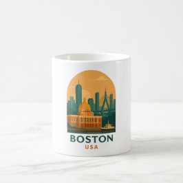 Vintage Boston USA Travel – Retro City Art Kaffemugg