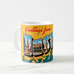 Vintage Boston vykortsmugg Kaffemugg