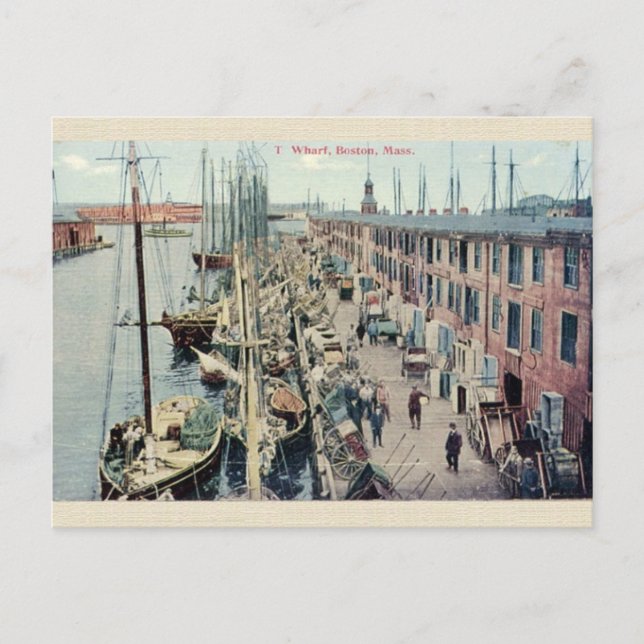 Vintage Boston Wharf-vykort Vykort (Framsida)