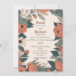 Vintage Botanical Bröllop Suite Inbjudningar