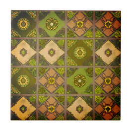 Vintage Botanical Charm Earthy Tones Kakelplatta