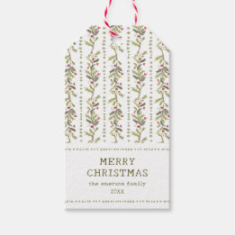 Vintage Botanical Christmas Presentetikett