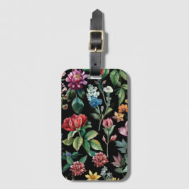 Vintage Botanical Elegance Black Bagagebricka
